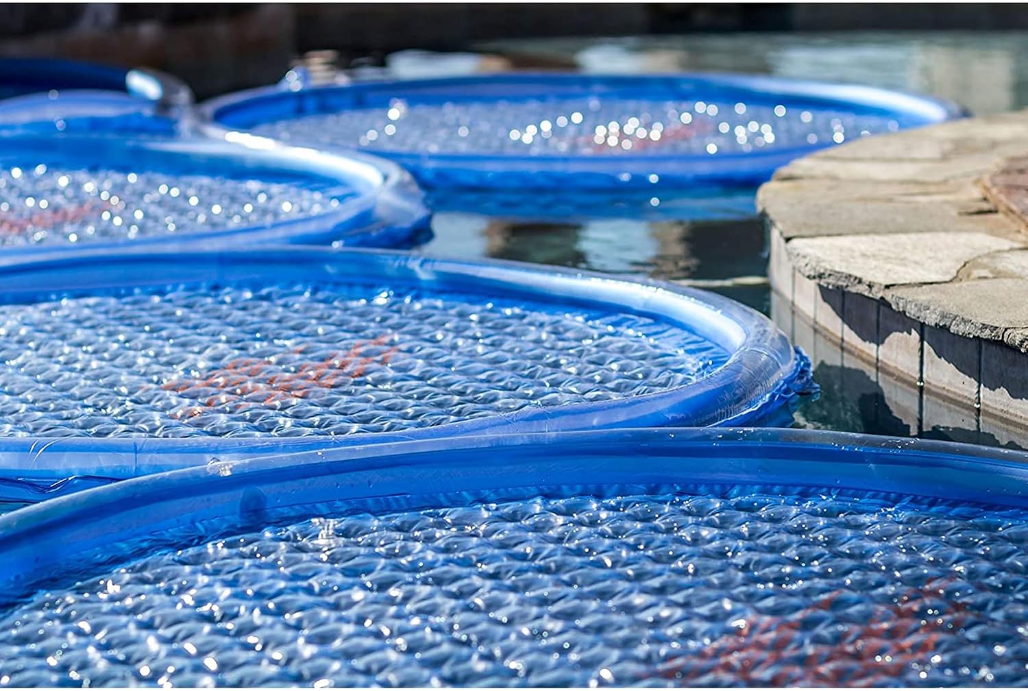 Solar Sun Rings UV Resistant Above Ground Inground Swimming Pool Hot Tub Spa Heating Accessory Circular Heater Solar Cover, Blue (3 Pack)