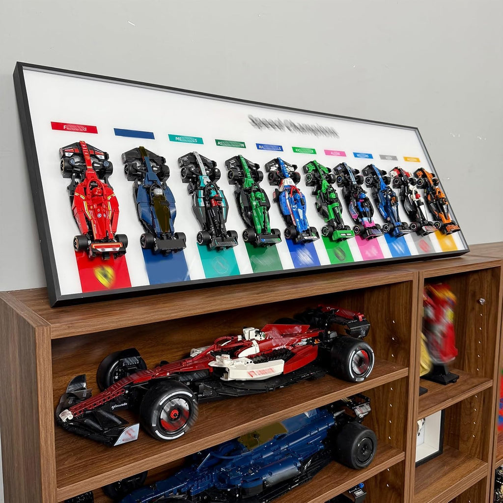 WETCEAOM Display Wallboard Compatible with Lego Speed Champions Display Wall Mount Frame- Showcase 10-Car (Sets 77242-77251) Collection as Wall Art, Space-Saving Mount for Home (No Model)