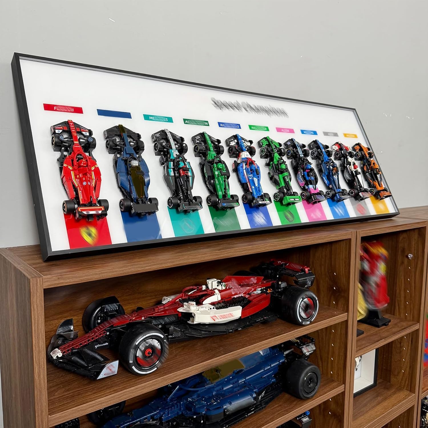 WETCEAOM Display Wallboard Compatible with Lego Speed Champions Display Wall Mount Frame- Showcase 10-Car (Sets 77242-77251) Collection as Wall Art, Space-Saving Mount for Home (No Model)