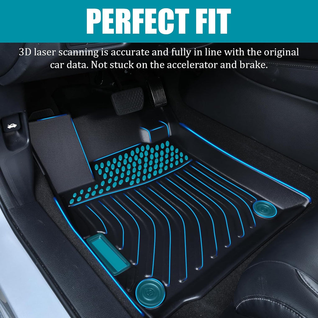 All Weather Floor Mats for 2024 Tesla Model 3 Highland Cargo Liners TPE Rubber 3D Car Mat Full Cover Front Rear Cargo Mat Accessories Full Set Odorless Anti-Slip 6PCS, Black