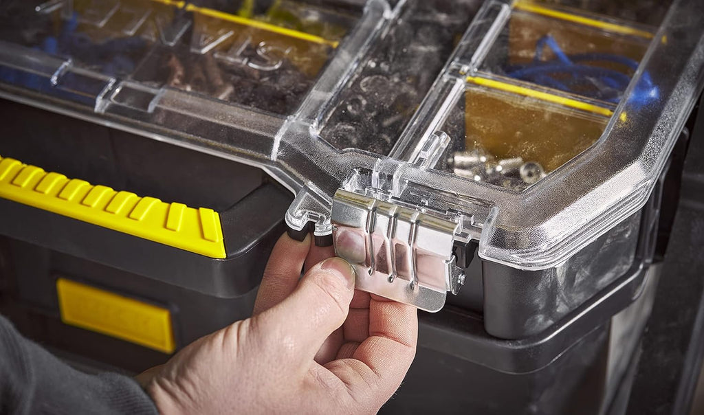 STANLEY 2-in-1 Rolling Workshop Tool Box Empty Tool Box (53 x 75.60 x 32 cm, Tool Carrier with Organiser Attachment, with Two Large Compartments, Telescopic Handle, Made of Robust Plastic) STST1-79231