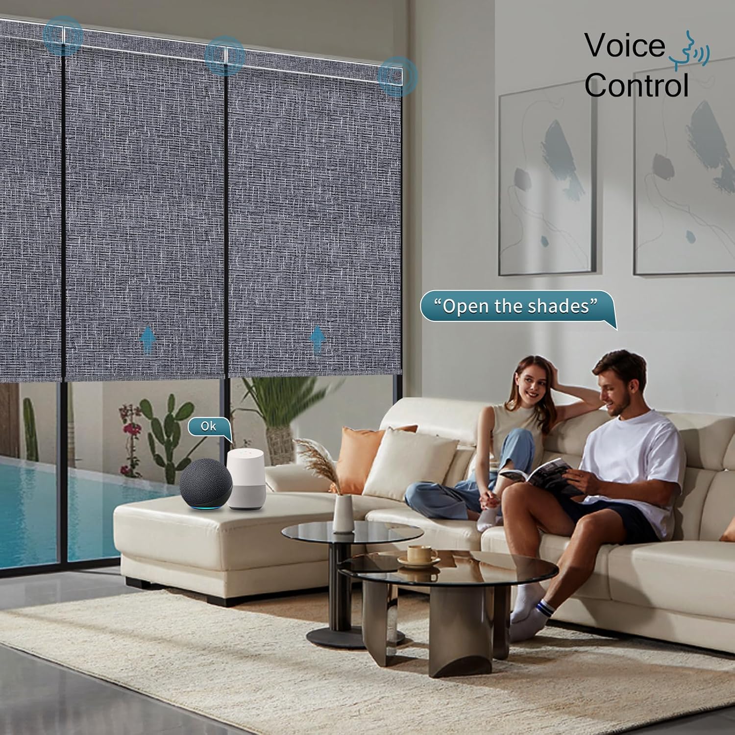 Motorized Blinds with Remote, Electric Shades with Remote Control,Compatible with Homekit, 100% Blackout Solar Blind,Child Safety Shades,Dark Charcoal