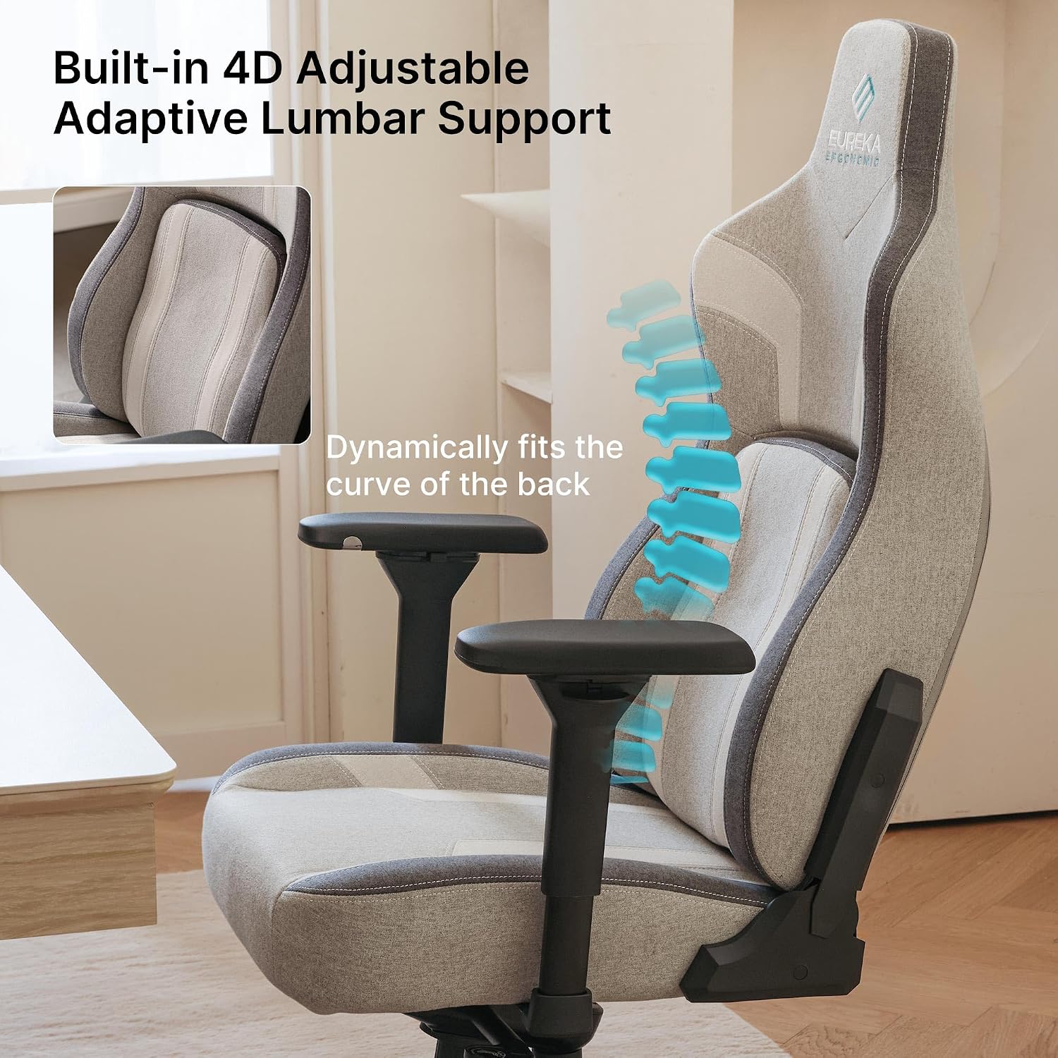 EUREKA ERGONOMIC Gaming Chair GC08, Computer Gamer Chair with Lumbar Support, Ergonomic Gamer Chairs with 4.3in Thicken Seat Cushion, Racing Style Gaming Chairs for Adults, Grey