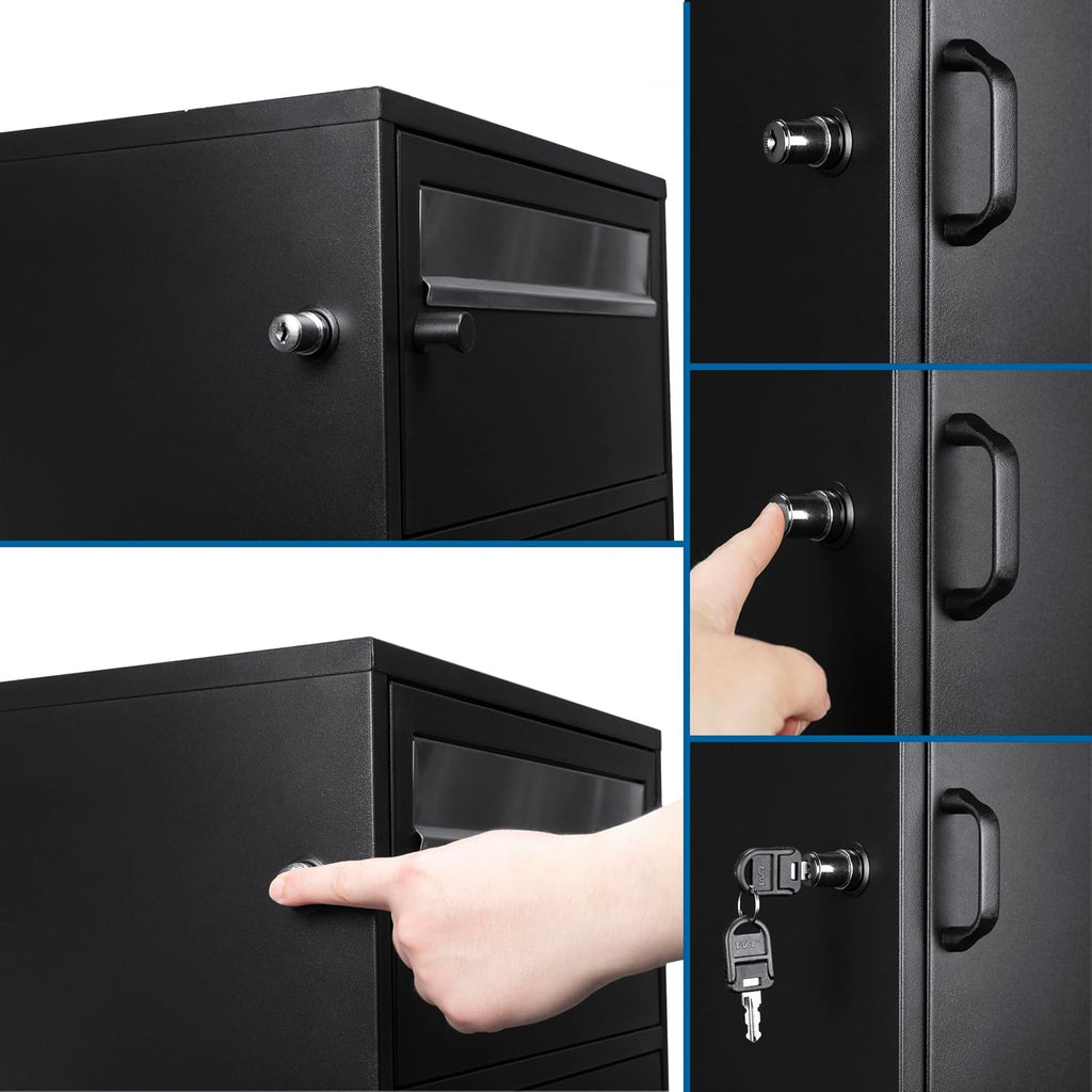 Barska Large Package Delivery Parcel Mail Steel Drop Box for Porch with Advanced Push Lock & Patented Shelf for Large Parcel - Delivery Boxes for Outside - Package Delivery Box - Parcel Drop Mailbox