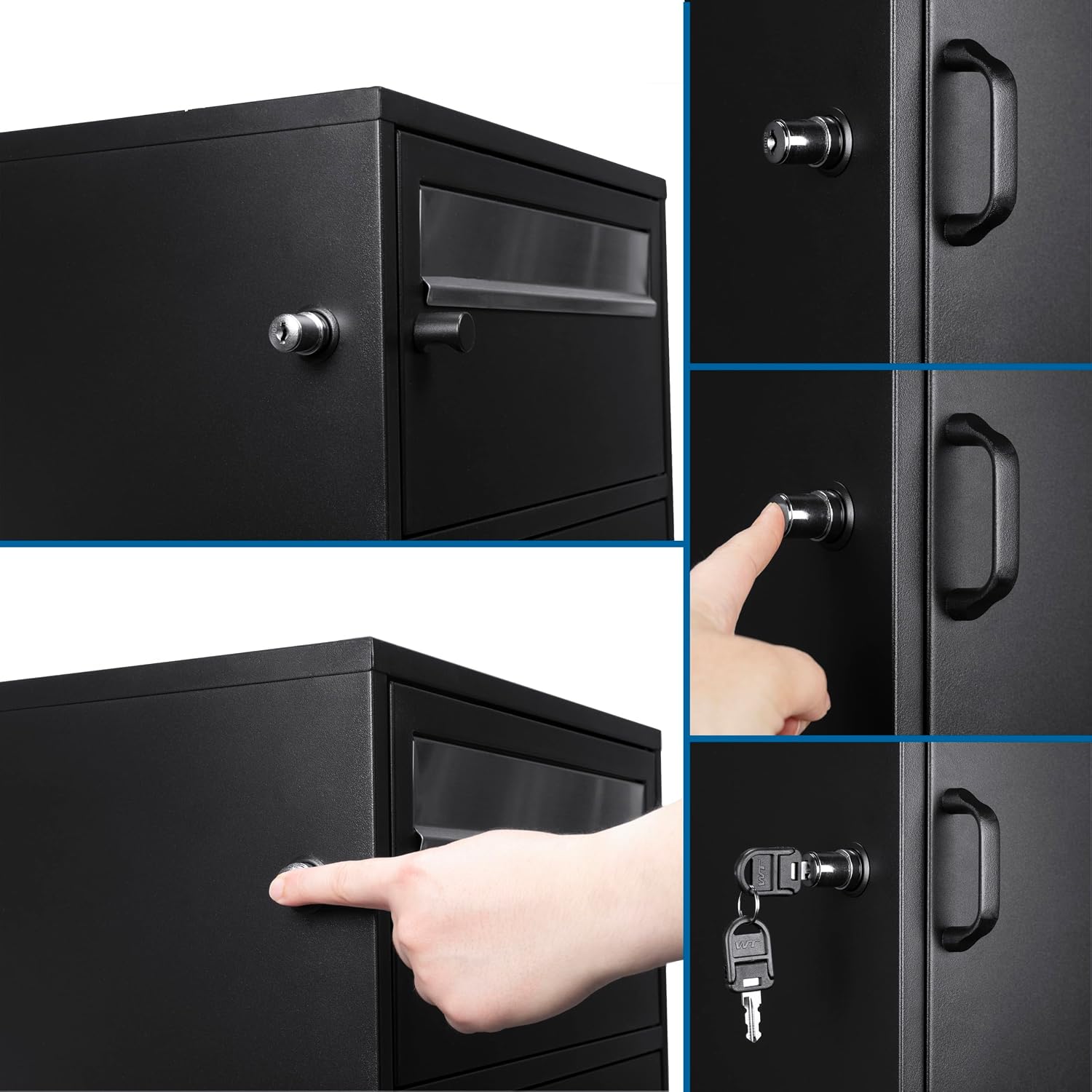 Winbest Large Steel Freestanding Floor Parcel Package Drop with Locking Letterbox Drop Mail Box with Multi Compartments, Black