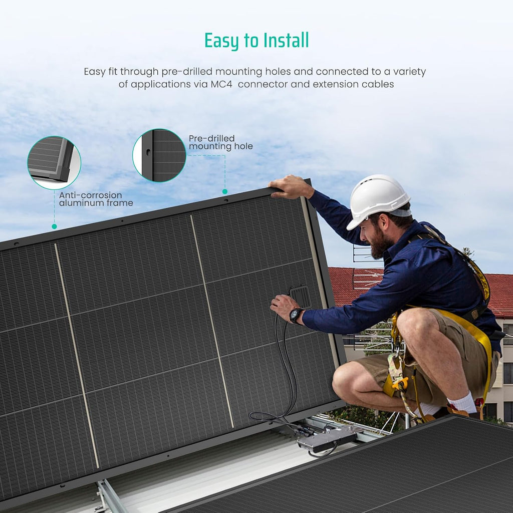 Bifacial 200 Watt Solar Panel, 12V 200W 16BB N-Type High Efficiency Solar Panels, 25% High Coversion Rate Solar Module PV Charge for RV Camping Home Boat Marine Off-Grid