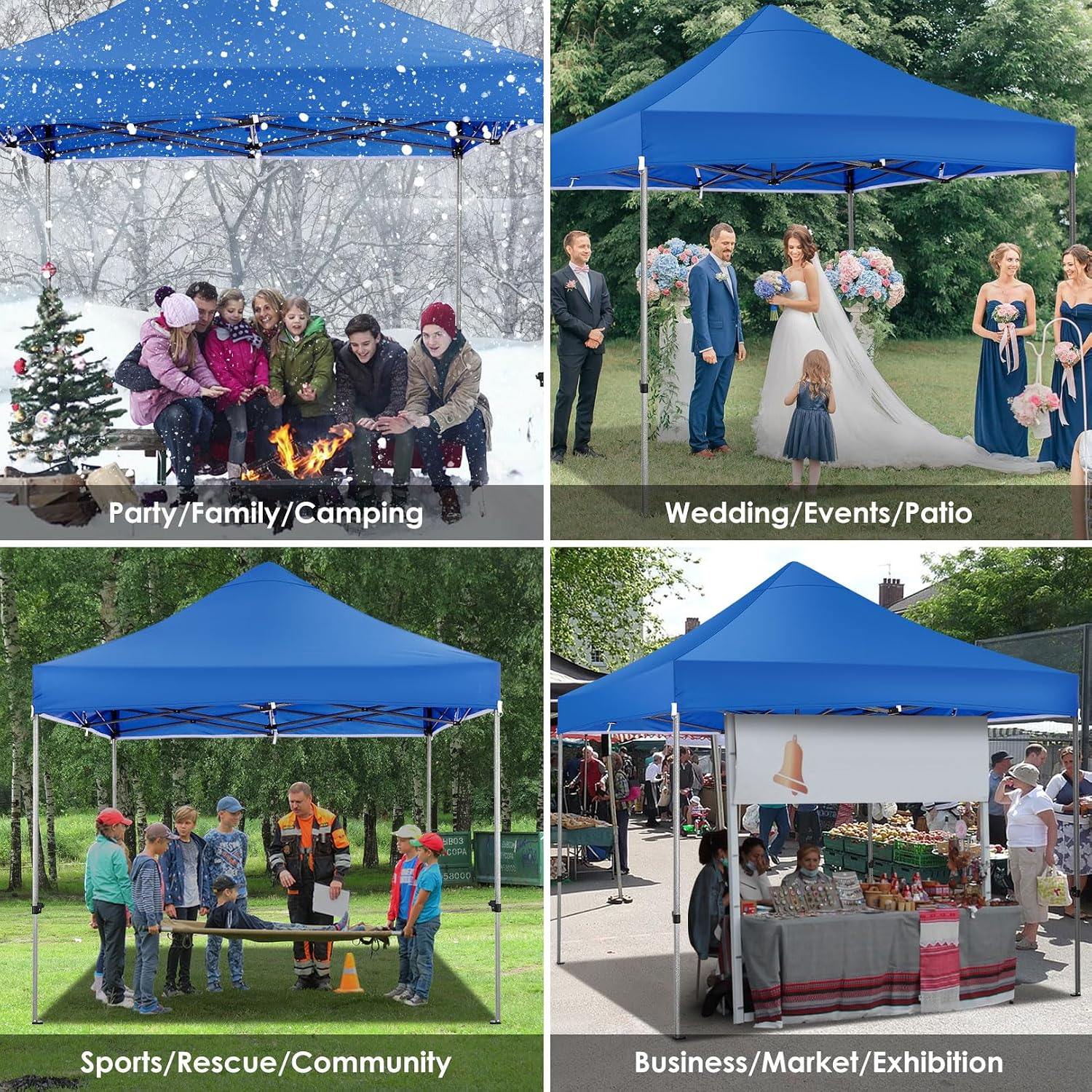 COBIZI 10x15 Heavy Duty Pop Up Canopy Tent with 4 Sidewalls Thicken Frame, Commercial Easy Up Outdoor Wedding Party Tents, All Season Waterproof Windproof with Stakes Sandbags Ropes Bag, Uranus