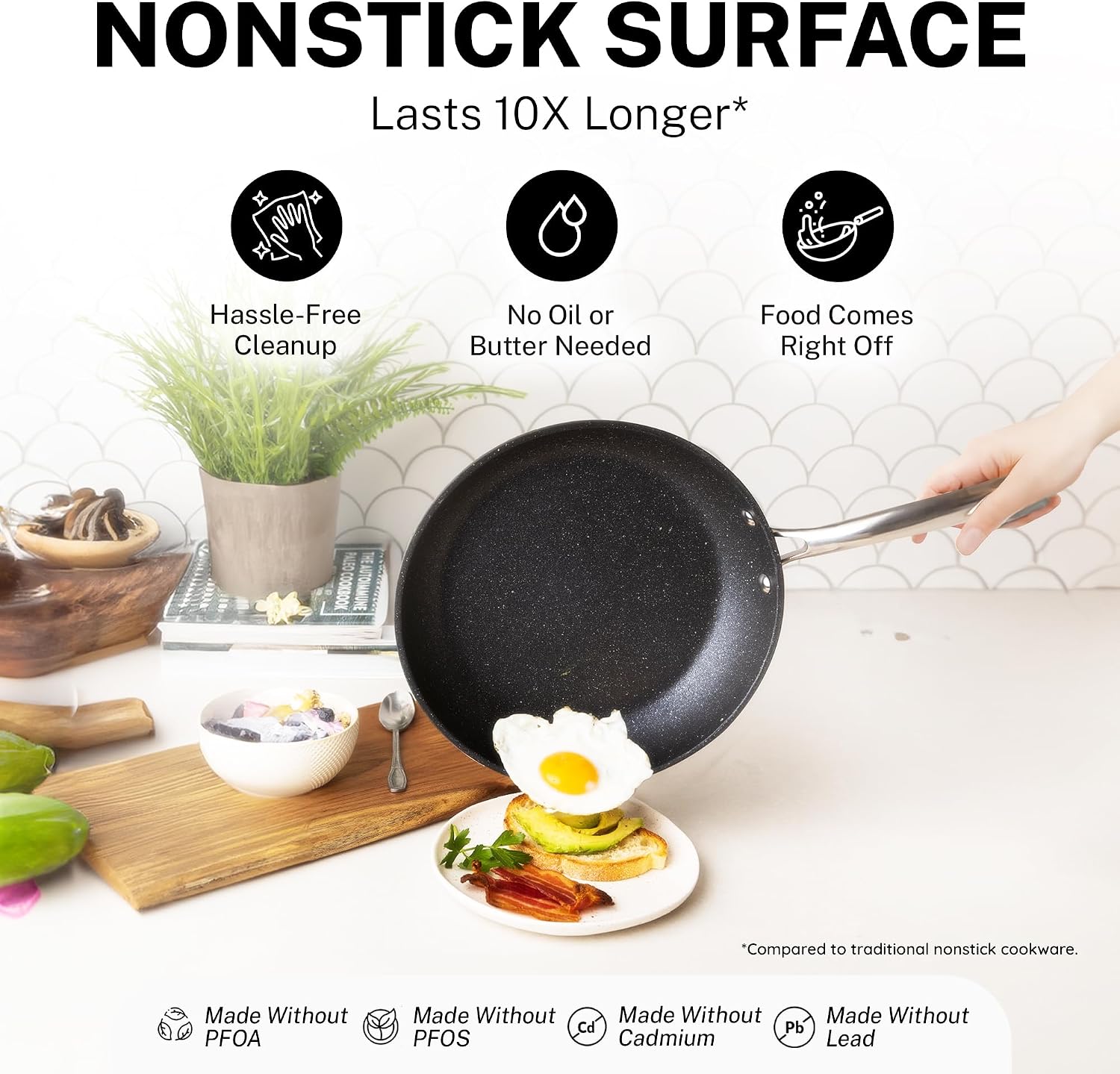 20 Pc Pots and Pans Set Non Stick - Granitestone Cookware Set with Frying Pan, Bakeware & Steamer, Diamond Infused, Aluminum, Non Toxic PFOA PFOS Free, Metal Utensil Safe, Oven Safe to 500°F, Black