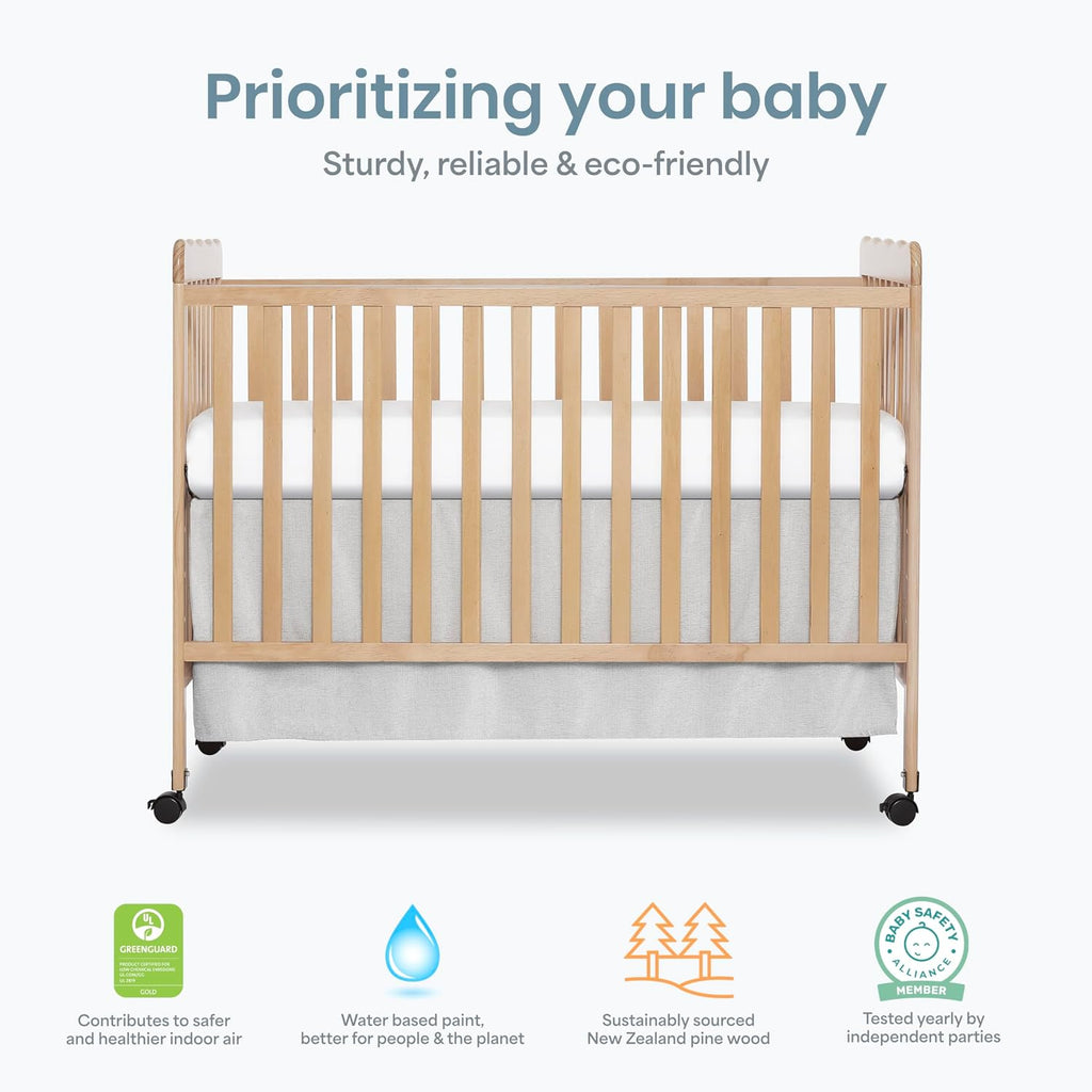 Dream On Me Carson Classic 3-in-1 Convertible Full-Size Baby Crib in Barnwood Natural, GreenGuard Gold & BSA, 4 Mattress Heights, Converts to Day & Toddler Bed, Locking Wheels, Classic Nursery Design