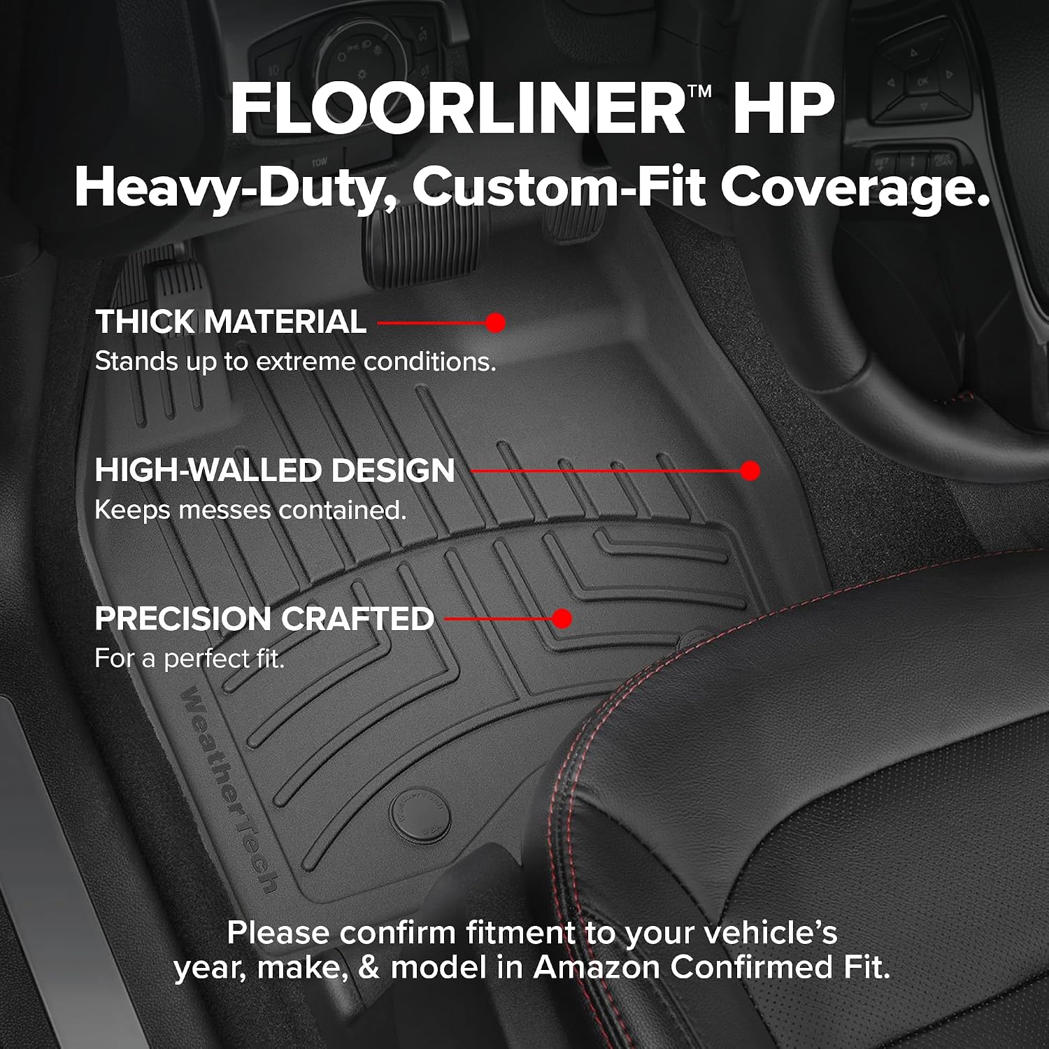 WeatherTech FloorLiner HP Custom Fit Floor Mats for Chevrolet Silverado 1500 LTD, Silverado 2500HD/3500HD, Silverado 1500-2nd Row (4414365IM), Black