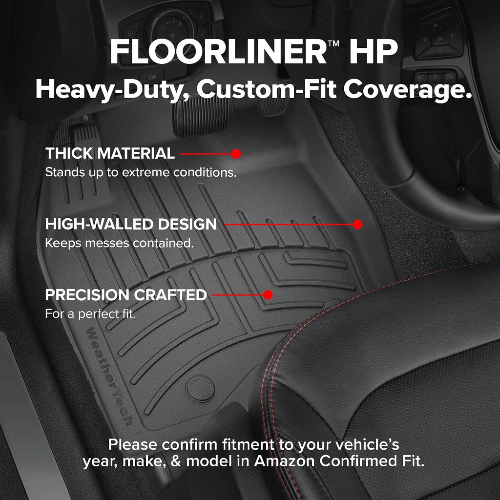WeatherTech FloorLiner HP Custom Fit Floor Mats for Hyundai Santa Fe Full Set (461865-1-2-3IM), Grey