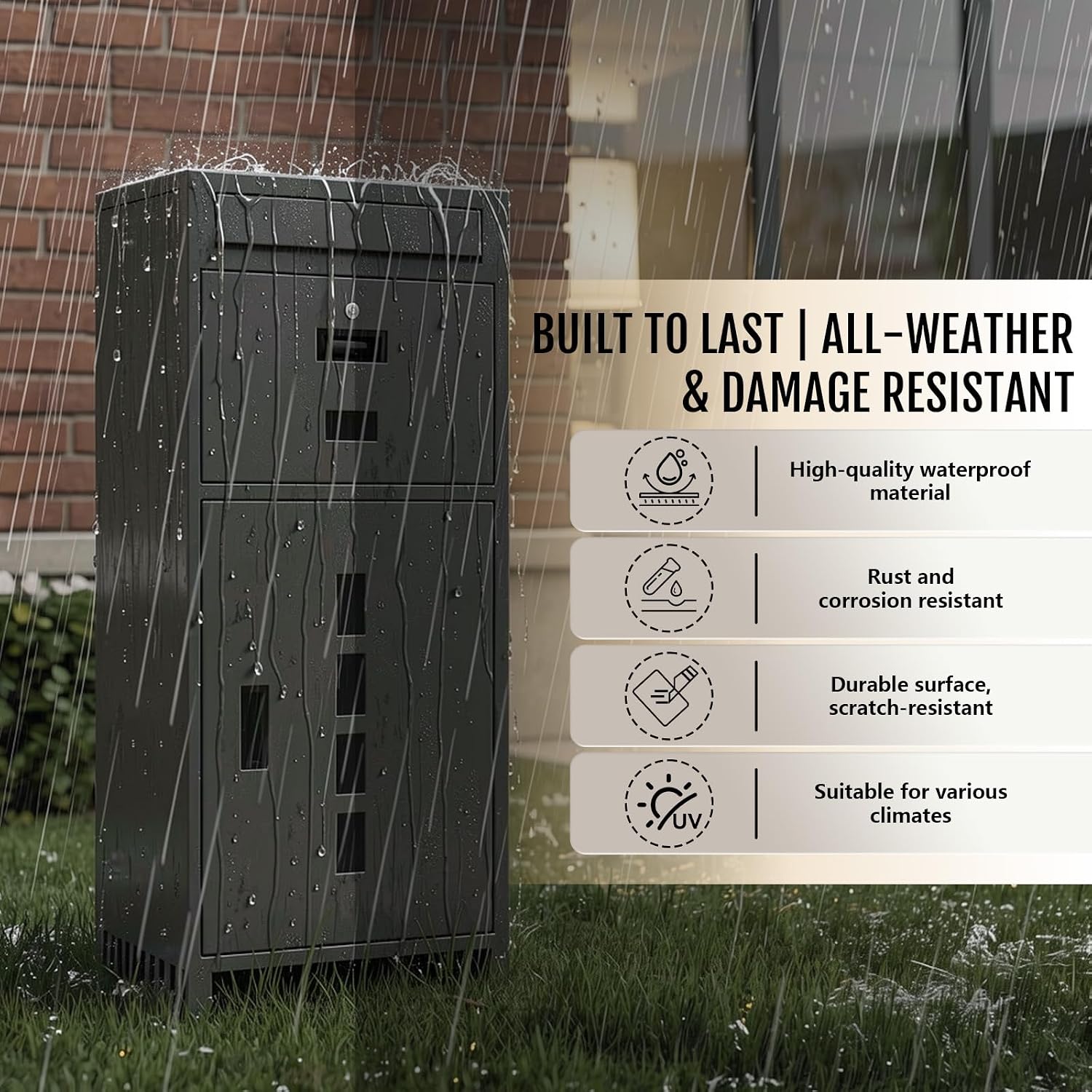 Package delivery Boxes for Outside | Anti-Theft Porch Package Delivery Box with Lock | Outdoor Weatherproof Parcel | Large Mailbox for Packages for Garden, Porch, Yard (Gray, 40.6H x 15.4D x 19.7W)