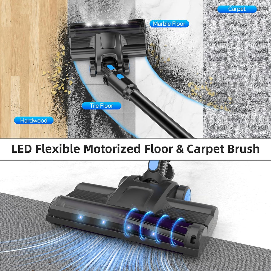 Cordless Vacuum Cleaner, 33000pa Stick with Smart LED Display, Max 50 Mins Runtime, Anti-Tangle Lightweight Handheld for Hard Floor Carpet Pet Hair Home