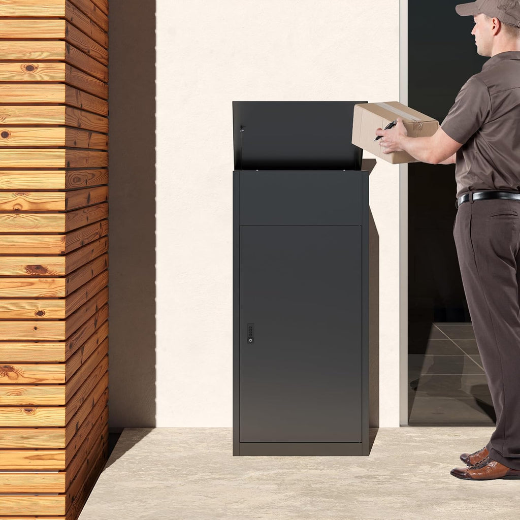 Large Package Delivery Boxes for Outside, Anti-Theft Steel Parcel Box with Coded Lock, Waterproof Weather Resistant Package Mailbox, Package Delivery Box for Porch, Fence, Curbside (Large)