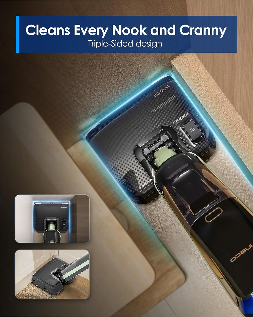 Tineco Floor ONE S7 Master Wet Dry Vacuum Cleaner, 23kPa Suction Vacuum Mop with DustReveal Green Headlight, 65 Min Runtime, 185°F Flashdry, 3.9inch Ultra-Slim Stretch Mop