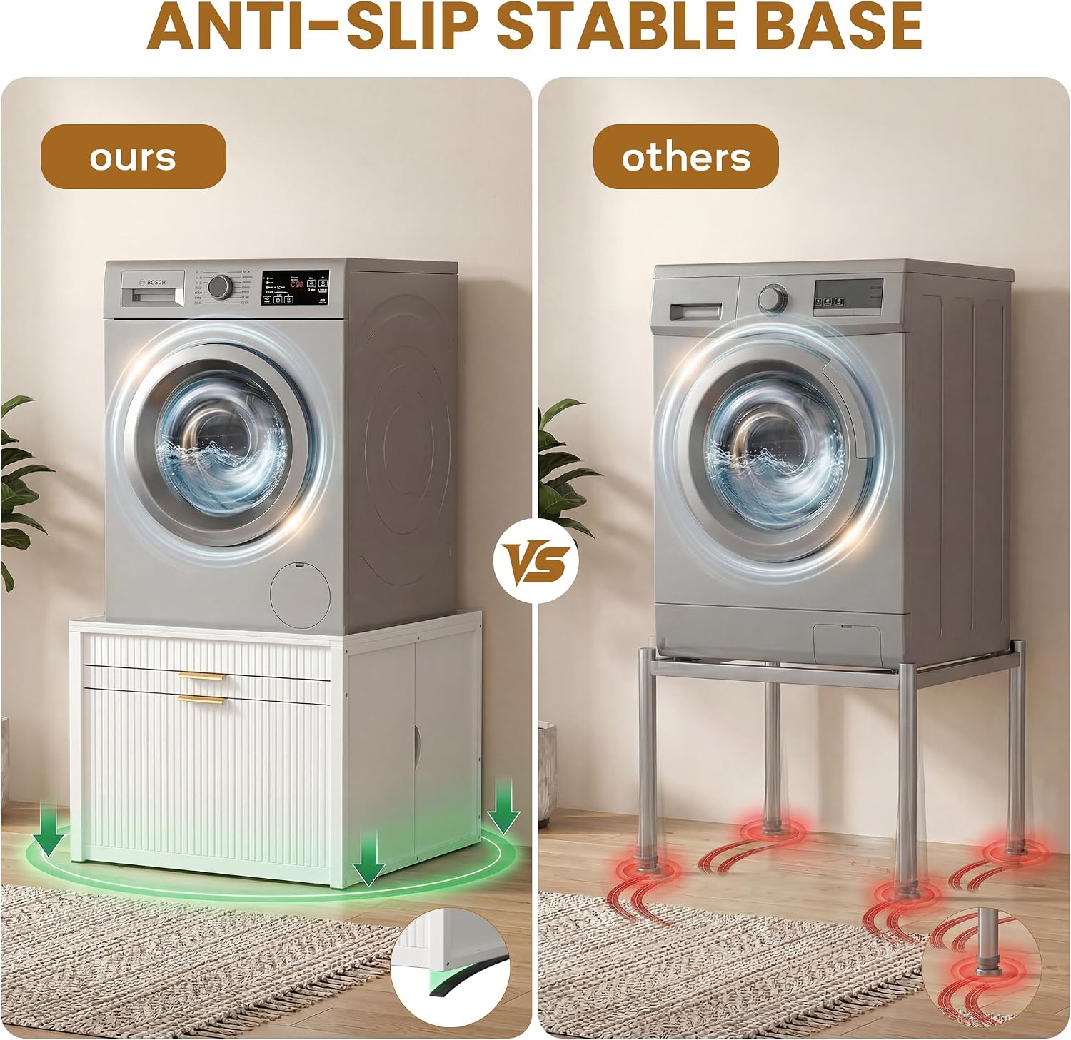 DTK Laundry Workstation Washer Dryer Pedestal with Pull-Out Laundry Basket Shelf,Washer and Dryer Stand with Storage Drawer,Waterproof Steel Top&Anti-Slip Base Fits Most Washing Machines and Dryers