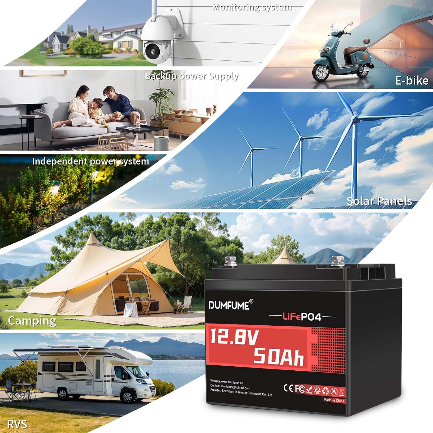 12.8V 50Ah LiFePO4 Lithium Battery, Built-in 50A BMS,640Wh Capacity, 4000+ Cycles, Low-Temp Protection,Perfect for RV, Camping, Solar, Off-Grid and Home Energy Storage