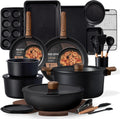 CAROTE 31pcs Nonstick Pots and Pans Set with Baking Pans Set, Cookware Sets with Detachable Handle, Kitchen Cooking Set - Camping Cookware, Dishwasher & Oven Safe, Induction Compatible