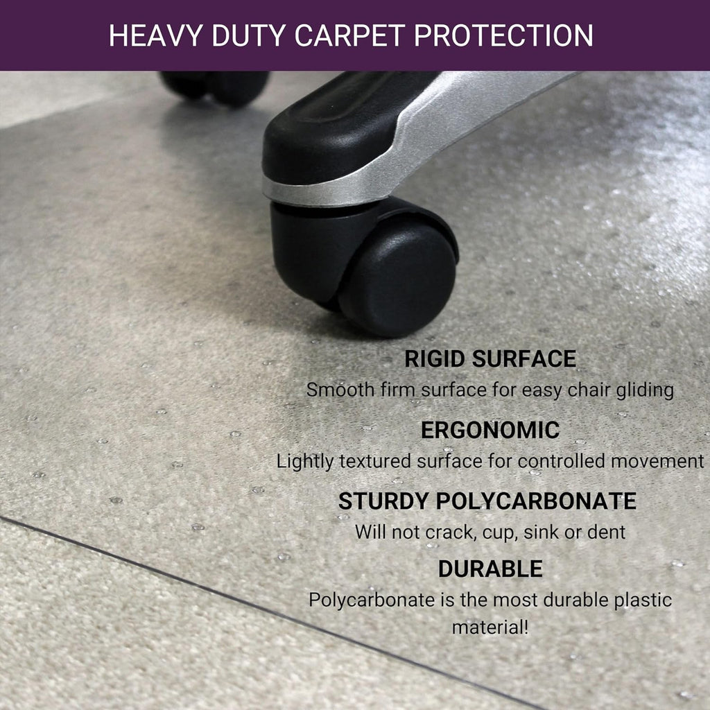 Marvelux 2 Pack Office Chair Mat for Carpeted Floors, 36' x 48' Heavy Duty Polycarbonate for Medium Pile Carpets, Rectangular Clear Carpet Protector, Shipped Flat