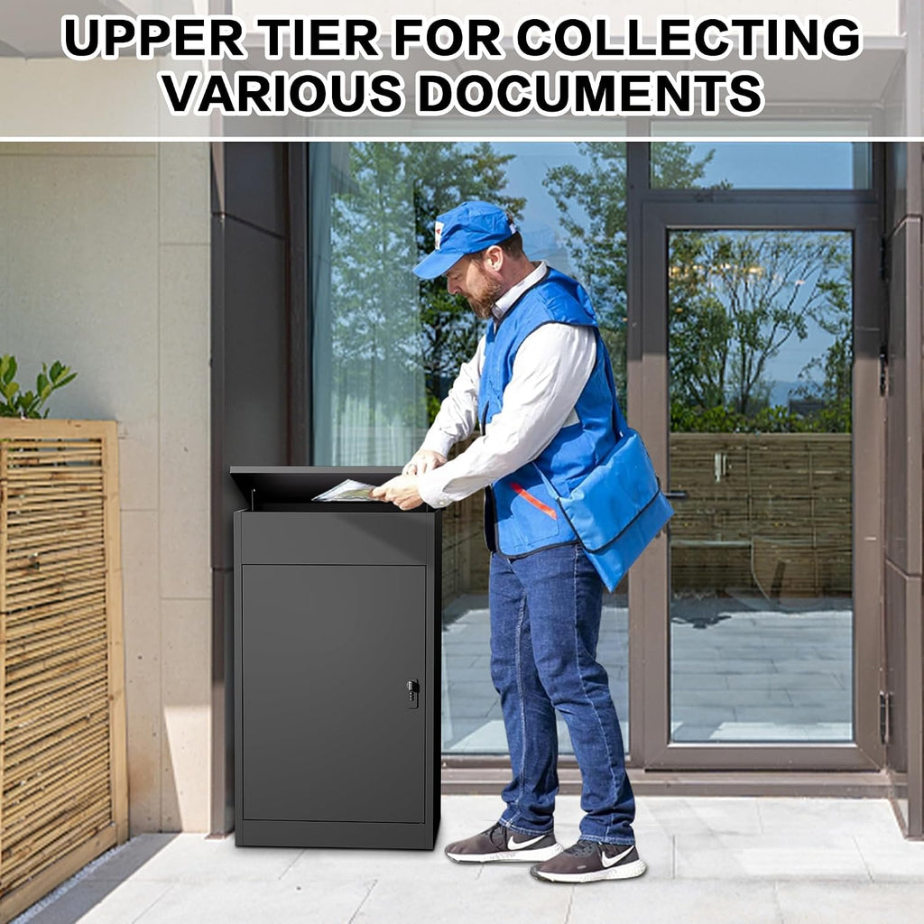 Package Delivery Boxes for Outside, Large Mailbox for Parcel 19.7'x16.1x'33.5', Anti-Theft Parcel Mailbox with Coded Lock, Wall Mounted Waterproof Home Parcel Box for Porch Yard, Galvanized Steel