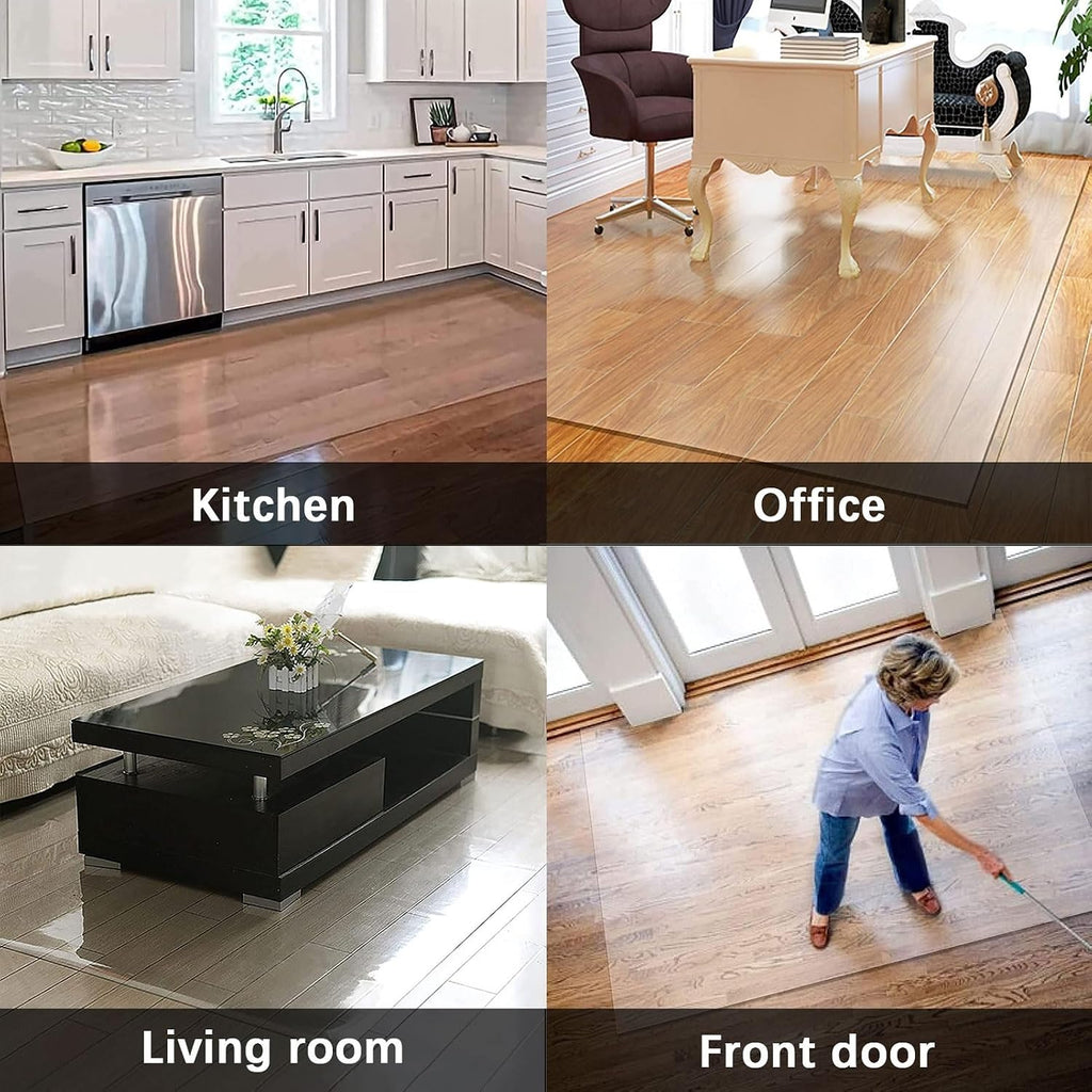 Drsyffsup Clear Hard-Floor Chair Mat 2mm Thick PVC Carpet Protector Pad Rectangular Non-Slip and Scratch-Resistant Floor Mats for Desktop Furniture Wooden Floor Protector (Size : 90x400cm-1)