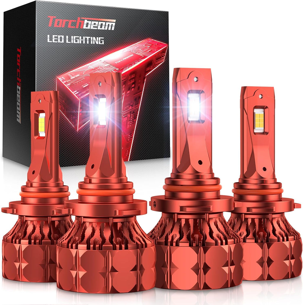 Torchbeam 9005 9006 LED Car Bulbs 120000LM, 6500K White, High Lumen Output, Precision Beam, Pack of 4