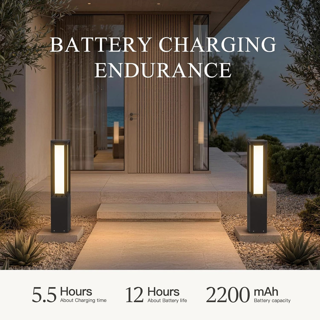 Solar Floor Lamp with Remote, 3000K LED Modern Outdoor Lantern Dimmable, 31.5' Outdoor Solar Lanterns Waterproof IP65, Dusk to Dawn Floor Lamps for Outside Porch Patio Deck Garden Backyard Decor
