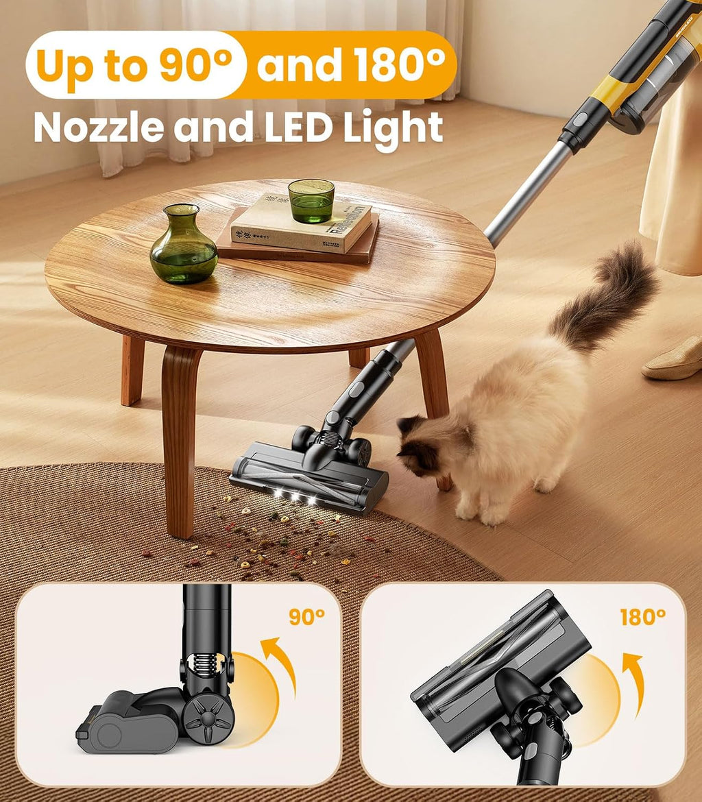 qimedo V1 Cordless Vacuum with Extra 8000mAh Battery, 700W Brushless Vacuum Cleaners for Home, 6 in 1 Electric Stick Vacuum withwith Hepa Filter, Best Cordless Vacuum for Pet Hair/Hardwood Floor