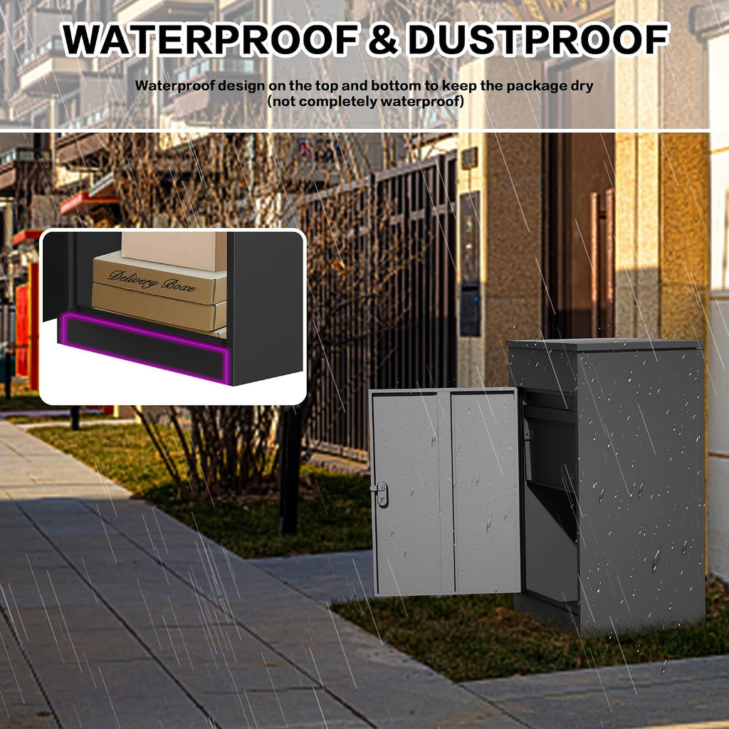 Package Delivery Boxes for Outside, Large Mailbox for Parcel 19.7'x16.1x'33.5', Anti-Theft Parcel Mailbox with Coded Lock, Wall Mounted Waterproof Home Parcel Box for Porch Yard, Galvanized Steel