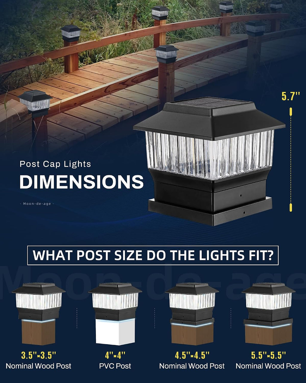 8 Pack Fence Post Solar Lights Outdoor, 3 Modes 4x4 3.5x3.5 4.5x4.5 Or 5.5x5.5 Post Cap Lights - 50 Lumen LED Deck Patio Garden Yard Mailbox Decoration Waterproof, Black