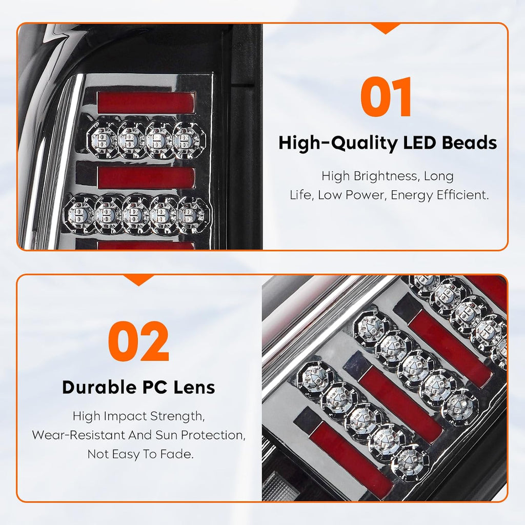 Tresound LED Tail Lights (Smoke Lens) for Chevy Silverado 1500 2500 2003-2006, for GMC Sierra 1500 2500 3500 2004-2006, for Silverado/Sierra Classic 2007, Fleetside Bed Models