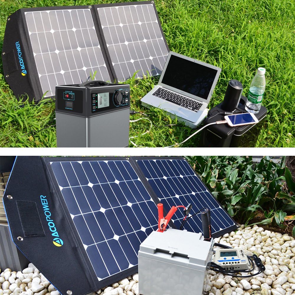 ACOPOWER 80W Foldable Solar Panel, 12V Portable Solar Kit with 10A LCD Charge Controller in Suitcase, (HY-2x40w)
