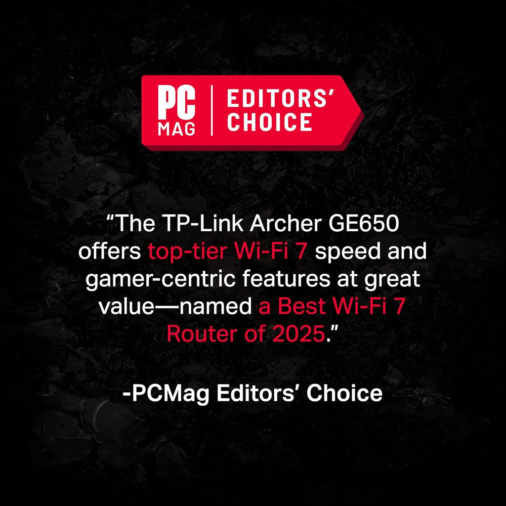 TP-Link Tri-Band BE11000 Wi-Fi 7 Gaming Router Archer GE650 | 6-Stream 11 Gbps supports 320MHz | 2×5G + 3×2.5G Ports USB 3.0 | Game Acceleration, Dedicated Gaming Port & Panel, RGB Lighting|HomeShield