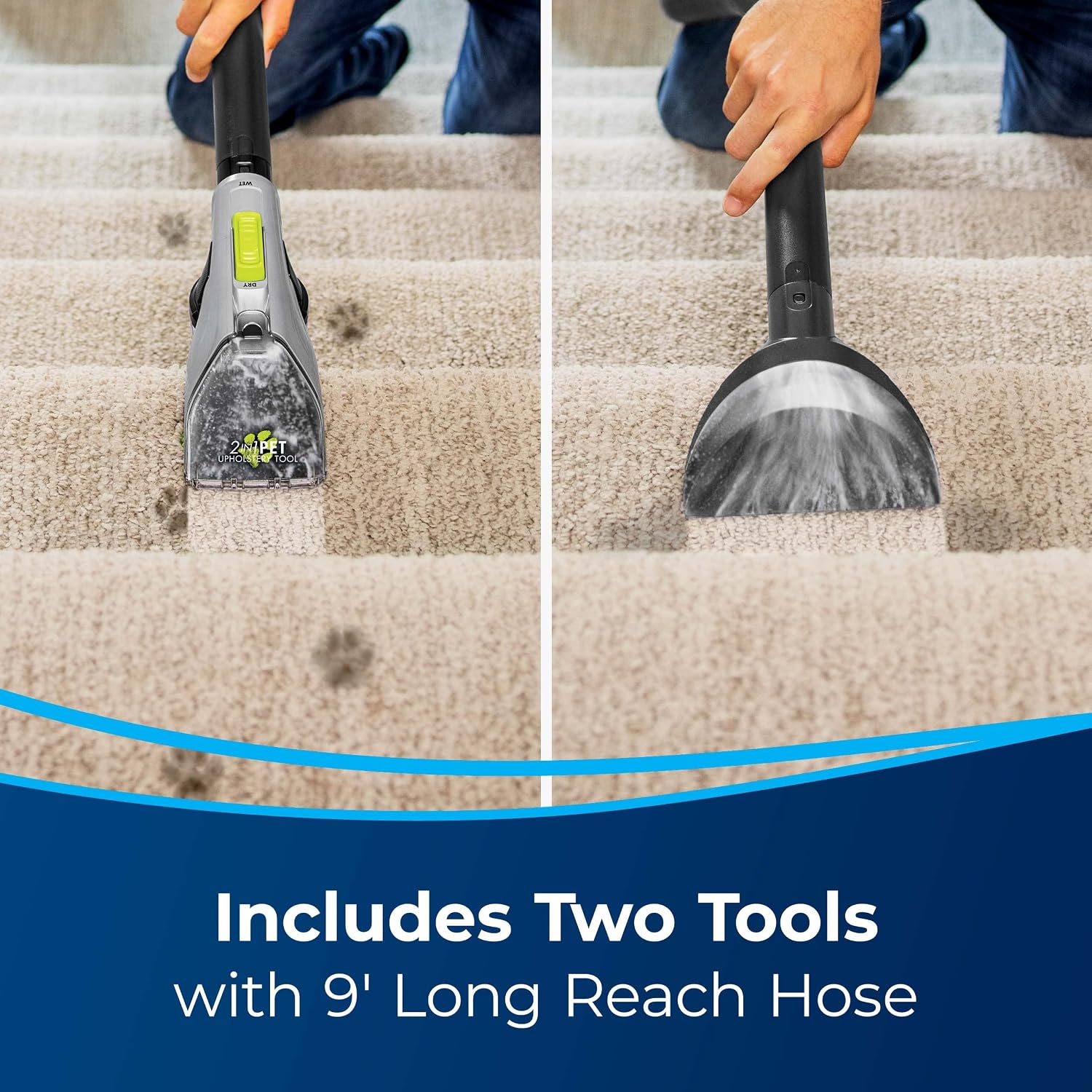 Bissell® Big Green® PET PRO Carpet Cleaner with 8 Row XL DirtLifter PowerBrush, 9-inch Long Reach Hose, 2 Upholstery Tools, Includes Pet Pro Oxy Urine Eliminator Formula