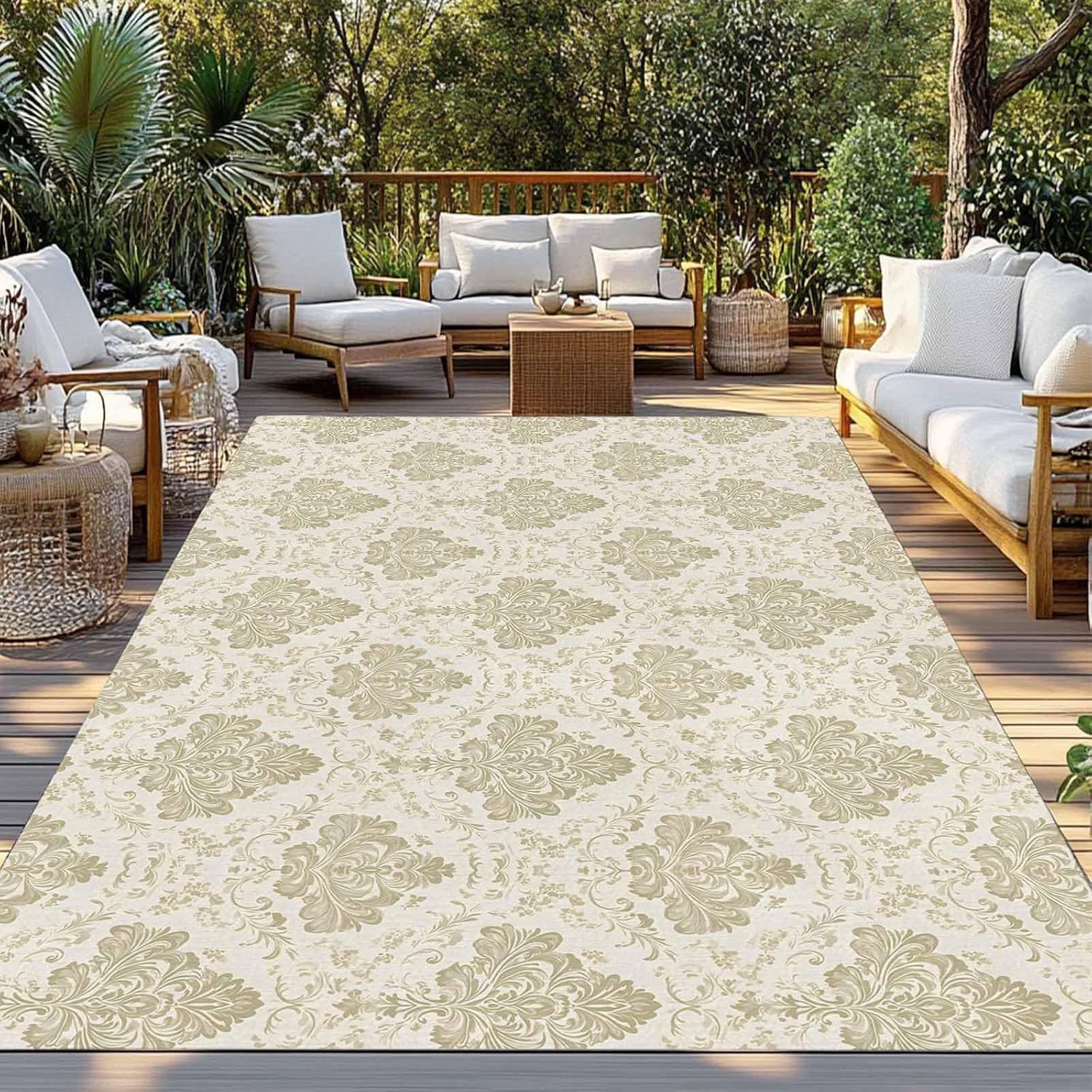 Outdoor Rug 4x6ft Patio Area Rugs Waterproof Easy Cleaning Non Shedding Thick Mats Carpet for Indoor Outdoor Porch Deck Backyard Balcony