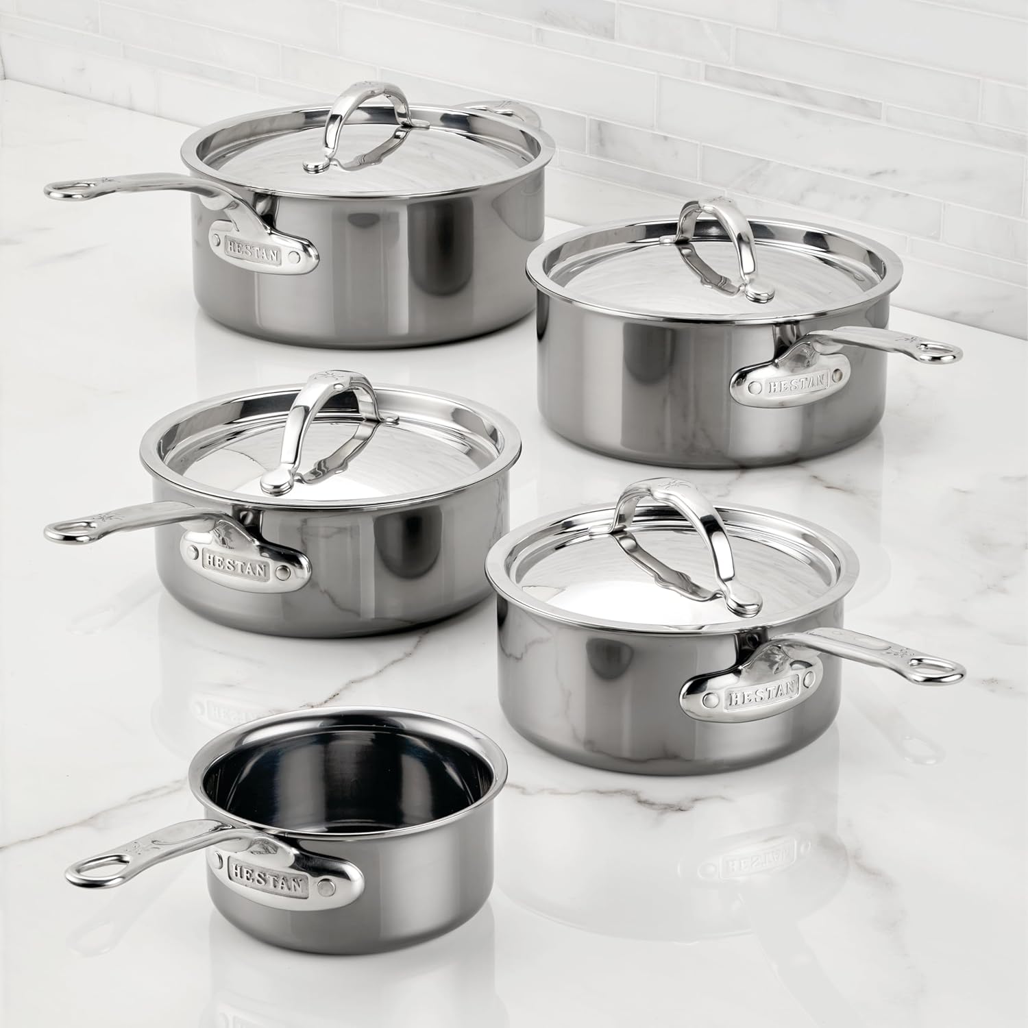 Hestan NanoBond Molecular Titanium Saucepan with Lid, 2-Quart - PFAS-Free Stainless Steel, 4x Stronger, 1050°F Oven Safe, Induction Compatible, Handcrafted Italy