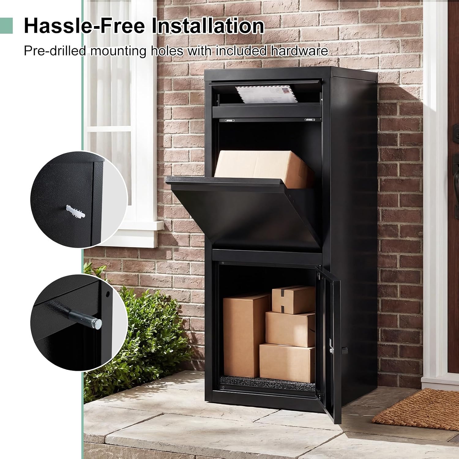 Goplus Package Delivery Boexes for Outside, 16' x 15' x 40.5' Galvanized Steel Parcel Drop Boxes with Lock, Anti-Theft Design, Package Mailbox for Home, Office, Yard, Curbside (16' x 15' x 40.5')