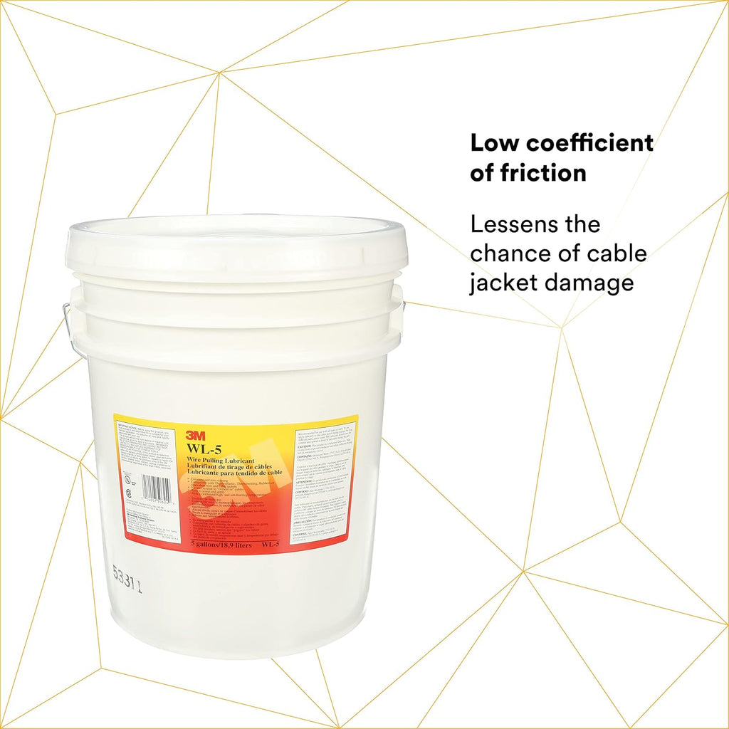 3M Wire Pulling Lubricant Gel WL-5, 5 Gallons | Excellent Lubricant for Pulling a Wide Variety of Cables Types