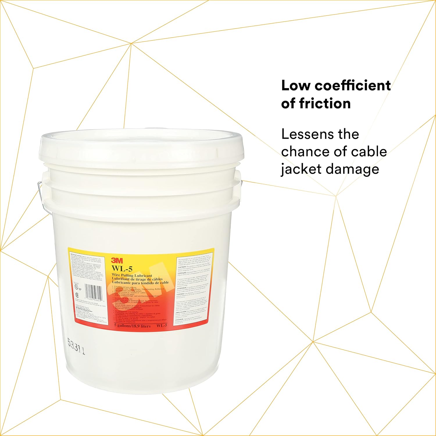 3M Wire Pulling Lubricant Gel WL-5, 5 Gallons | Excellent Lubricant for Pulling a Wide Variety of Cables Types
