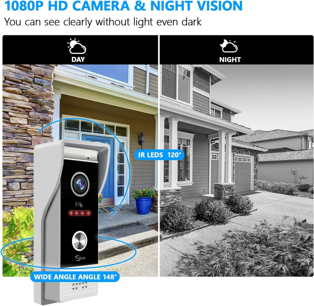 Wired Smart Video Apartments Intercom System,10 Inch Monitors with 1080P Doorbell Camera,3-in-1 Unlocking,TUYA WiFi Door Phone Kits, Ideal for Villas & Homes (2 doorbell + 1 Monitor)