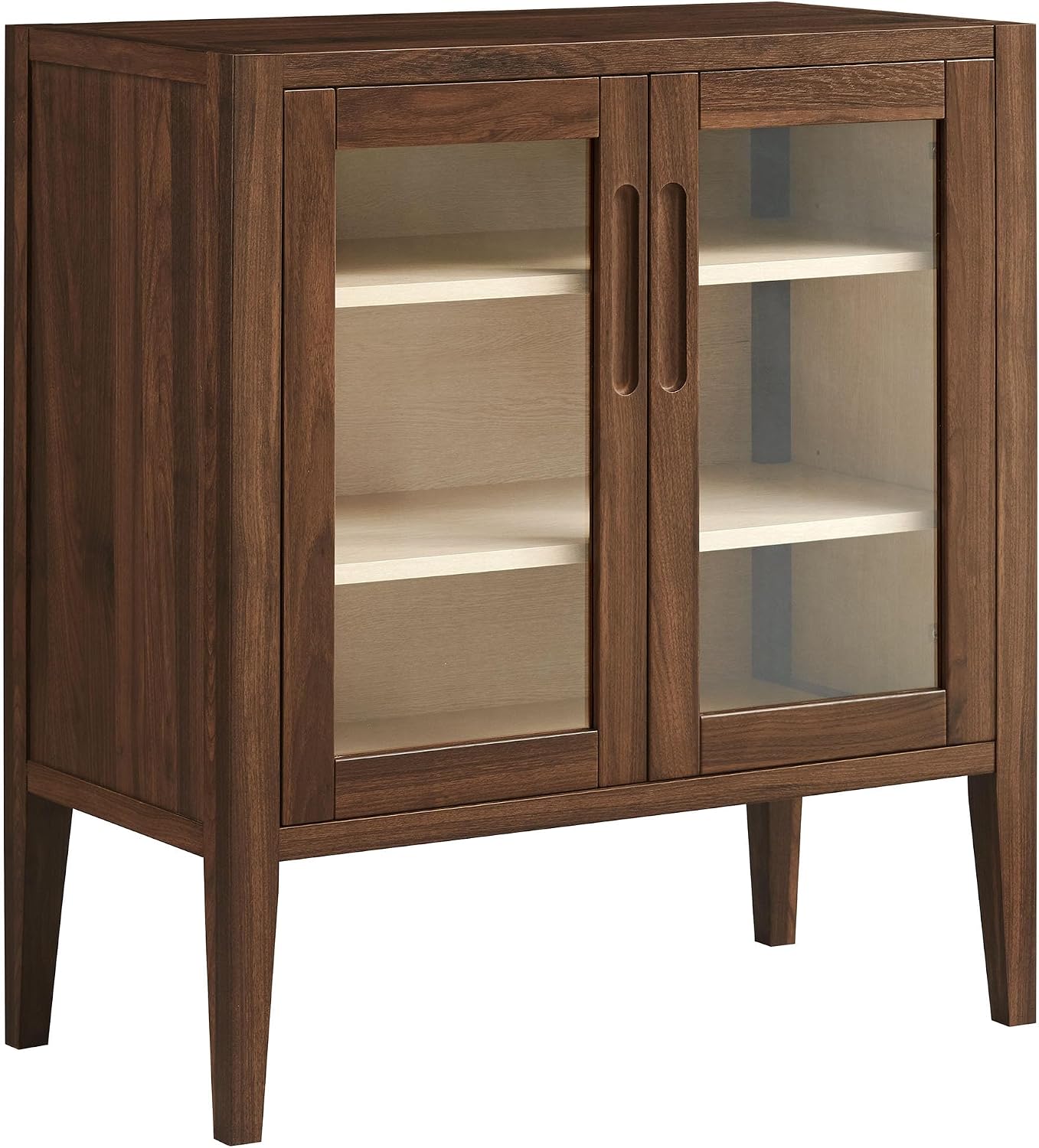 Modway Nell 36 Inch Accent Storage Cabinet in Walnut – Tea/Coffee Small Buffet Cabinet with Shelves for Living Room, Hallway, or Entryway