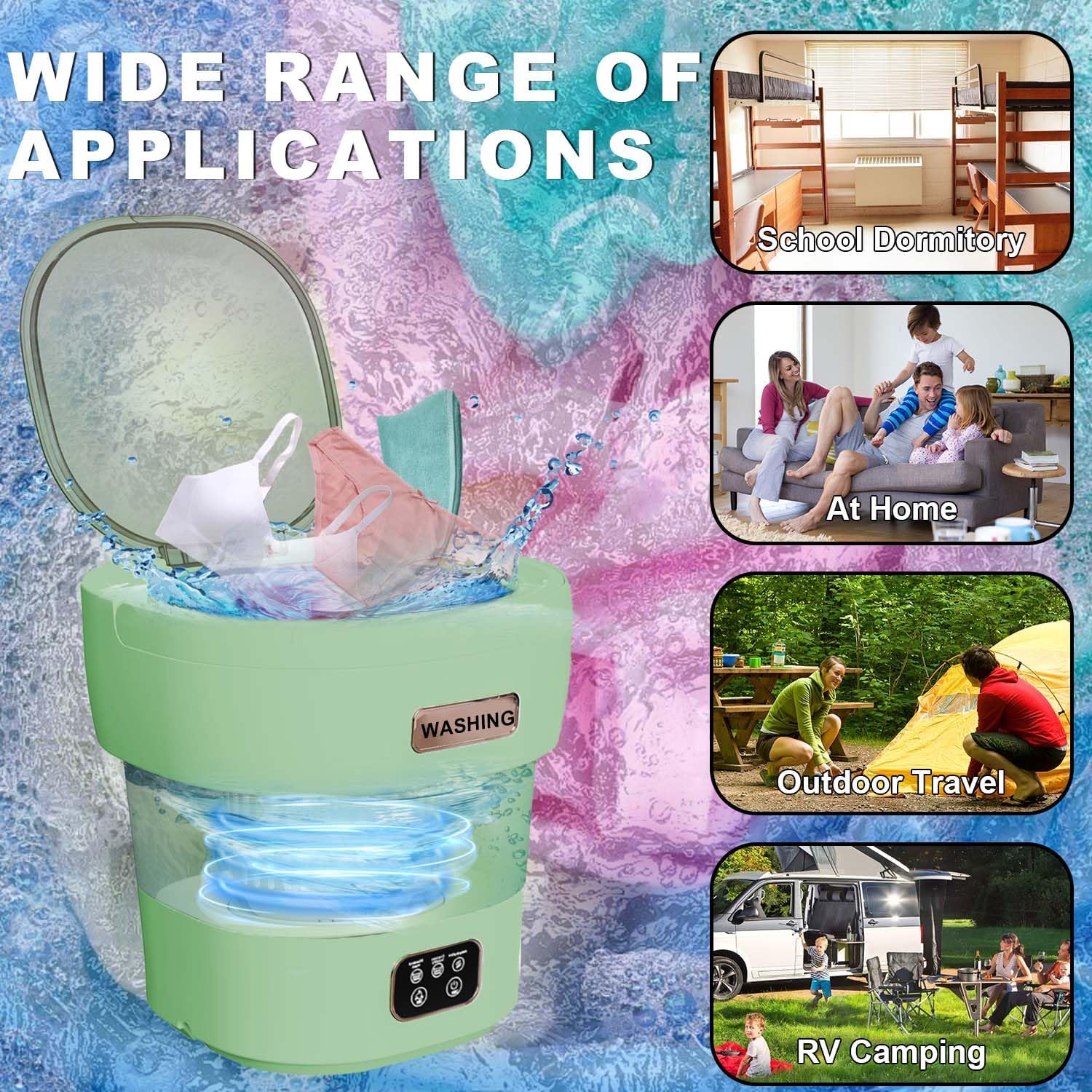 Underwear Washing Machine,15L 2.1kg 2 in 1 Mini Washing Machine and Dryer, Portable Washe, Small Washing Machine with 3 Cleaning Modes for Baby Clothes, Underwear, Camping, RV, Travel(Green)