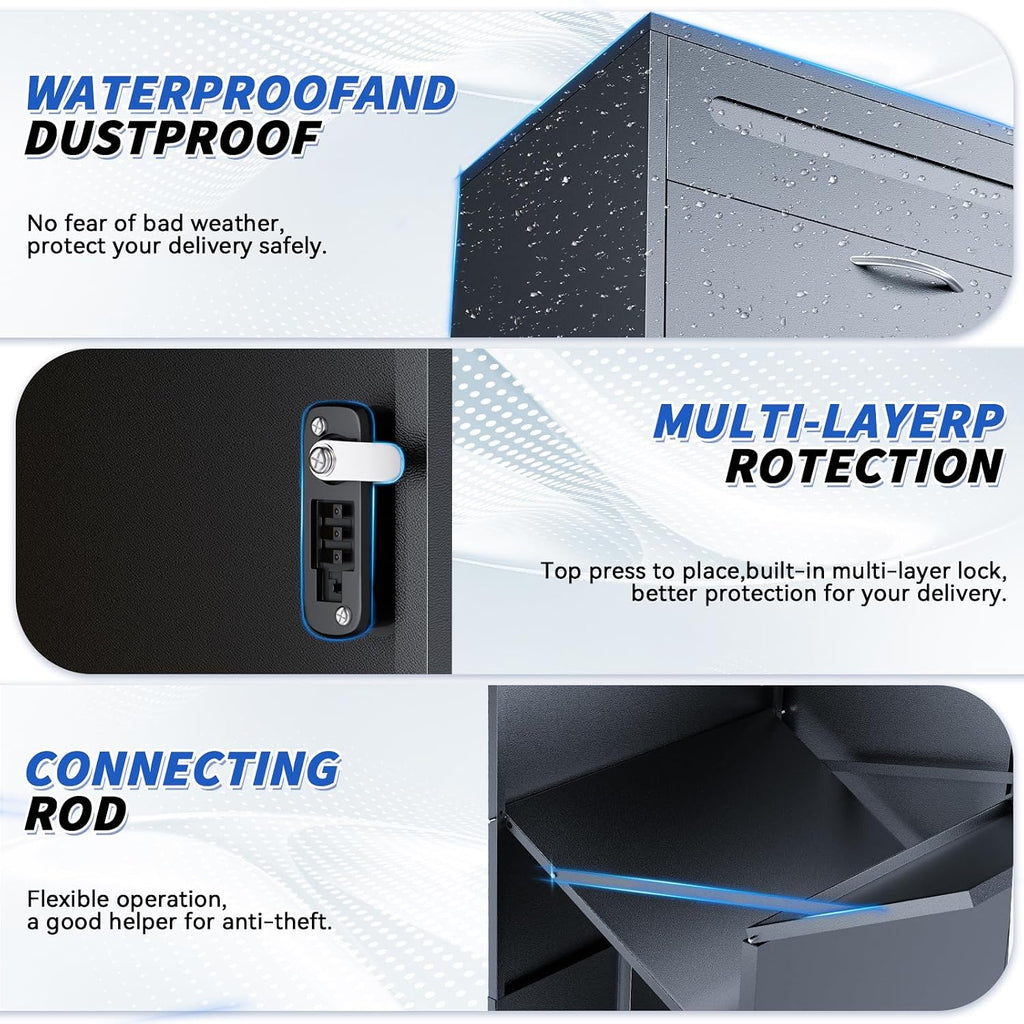 Package Delivery Boxes & Mailbox for Outside, No Assembly Required Large Parcel Drop Box with Keys, Steel Mailbox with Waterproof Anti-Theft Function, Not Easy Deformed for Home, Porch, Business
