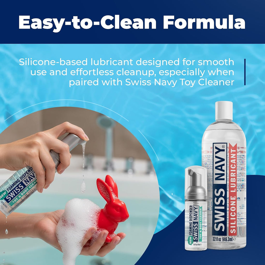 Swiss Navy Premium Silicone Based Lubricant - 32 oz - Personal Lube for Men, Women & Couples - Condom, Latex Safe - Hypoallergenic - Unscented