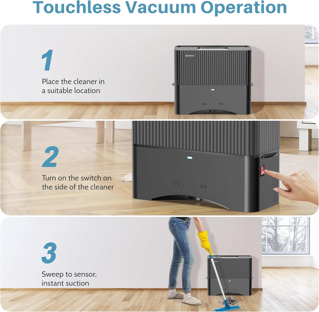 Keenhot Touchless Vacuum Automatic Dustpan, Hair Vacuum for Salons Pet Hair Food Dirt Home Kitchen, Compact and Space-Saving, Electric Dustpan Vacuum Cleaner,20000Pa Strong Suction