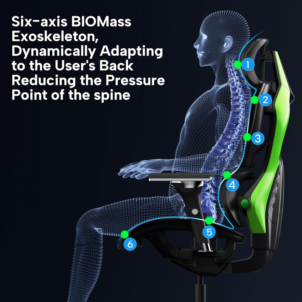 EUREKA ERGONOMIC Typhon Gaming Chair GC05, Gamer Chair with Lumbar Support, Breathable Ergonomic Gaming Chairs with 4D Armrests, High Back Gaming Chairs for Adults, Green