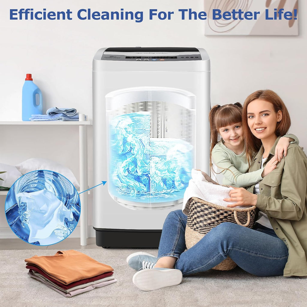 Nictemaw Portable Washing Machine, 20Lbs Capacity Full-Automatic Portable Washer Machine, 2.8Cu.ft Compact Washing Machine with 10 Programs & 8 Water Levels Laundry Machine Apartments, Dorms, RVs