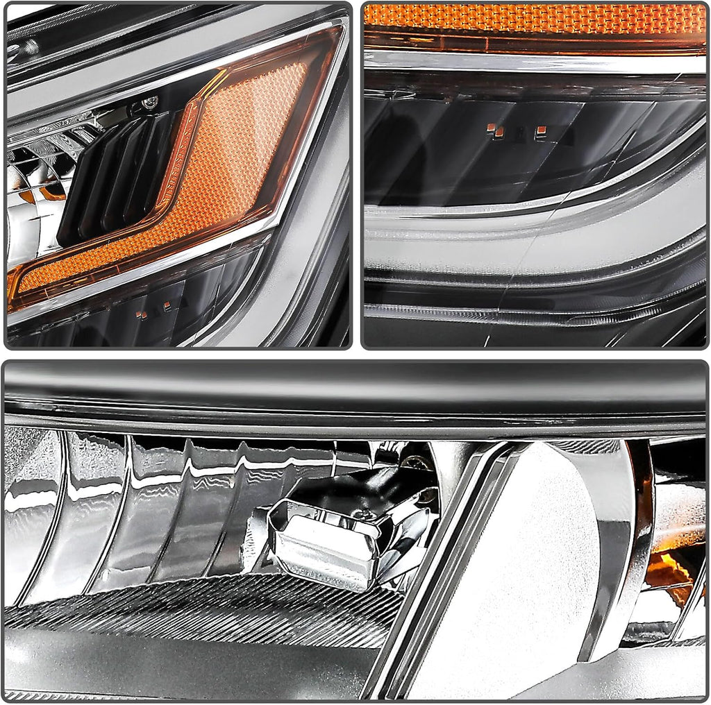 Headlight Fit 2016-2018 for Explorer Black Housing Left Headlight Assembly FB5Z13008B