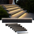 SHONELIGHTING Solar Step Lights for Outside, 33 Focused-Beam High-Brightness LEDs, Waterproof Aluminum Outdoor Stair Light for Risers, Curbsides, Poolsides, Planter Edges (Warm White, 8Pack)