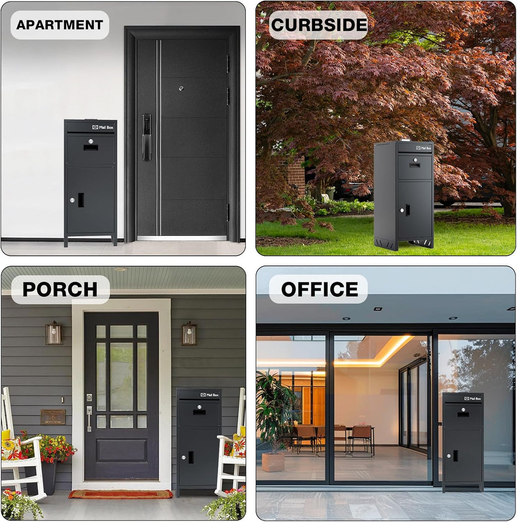OZG Package Delivery Boxes for Outdoor, Parcel Drop Box with Heavy-Duty Steel, Waterproof, Anti-Theft Design, for Outside of Home/Shop/Office (15.7 * 37.8 * 15.7')